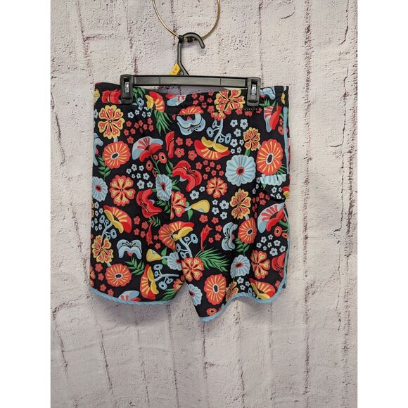 Vissla Men’s Board Shorts Sz 36‎ Blue Floral Upcycled palm frans Swim Trunks EUC - Picture 3 of 9